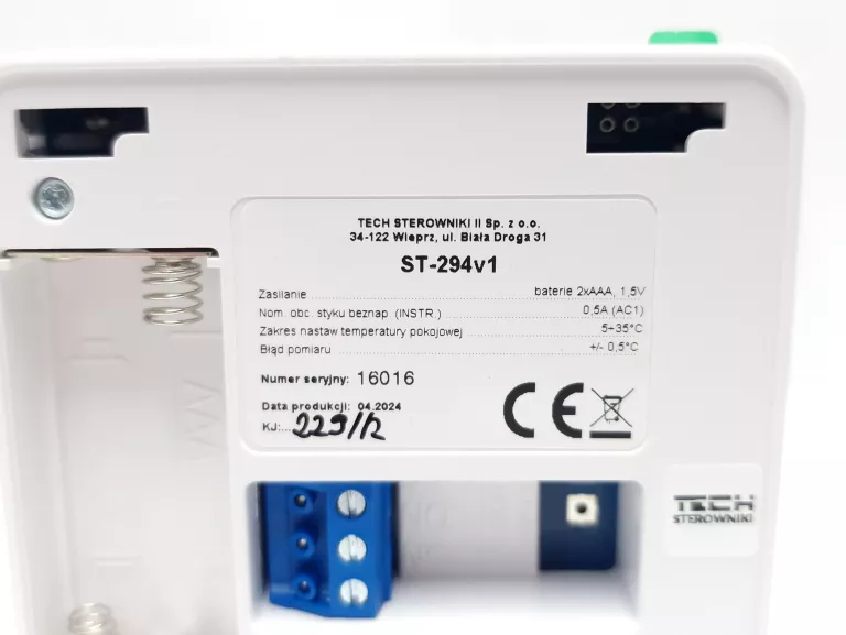 [2SZT] STEROWNIK REGULATOR TERMOSTAT POKOJOWY PRZEWODOWY TECH ST-294 V1