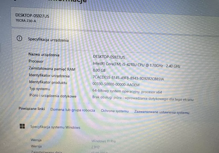 LAPTOP TOSHIBA Z50 256GB/8GB/WIN11PRO!