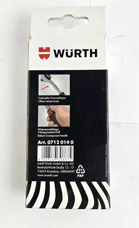 WURTH POKRĘTŁO Z GRZECHOTKĄ ZEBRA 1/4"