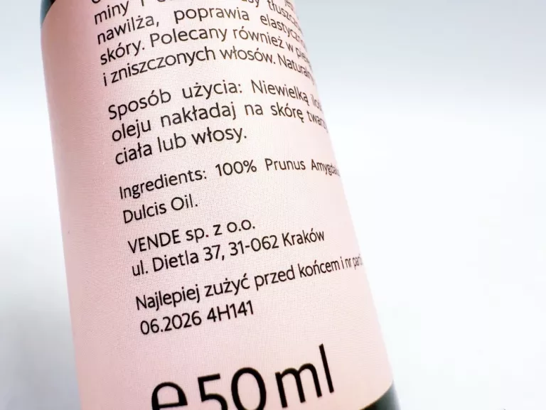 LOVE YOUR BODY OLEJ ZE SŁODKICH MIGDAŁÓW 100 % 50 ML
