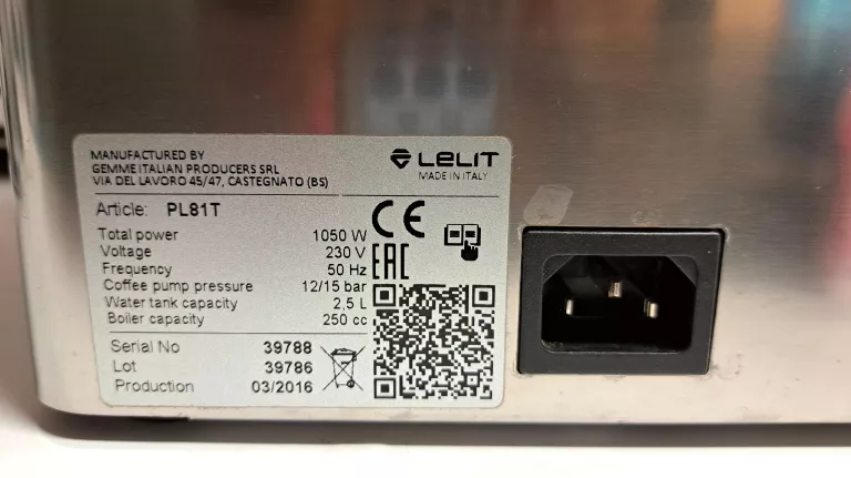 EKSPRES DO KAWY LELIT GRACE PL81T +MŁYNEK LELIT +LELIT TAMPER +PORTAFILTER