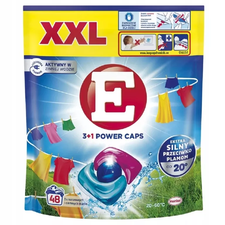 KAPSUŁKI DO PRANIA E POWER CAPS COLOR 3+1 48 SZTUK