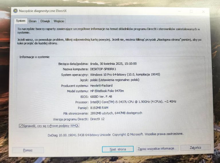 LAPTOP HP ELITEBOOK FOLIO 9470M 8GB RAM/128GB/ I5