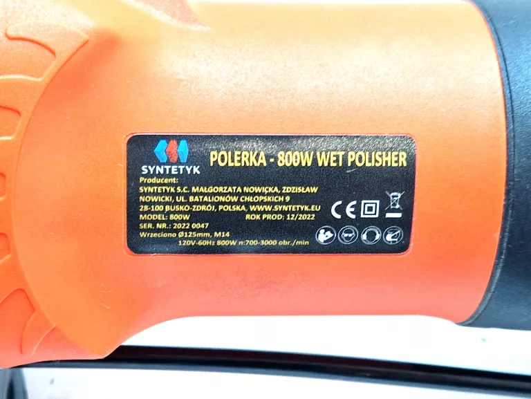 SZLIFIERKA DO KAMIENIA SYNTETYK NA MOKRO 800W 110V 700-3000 OBR