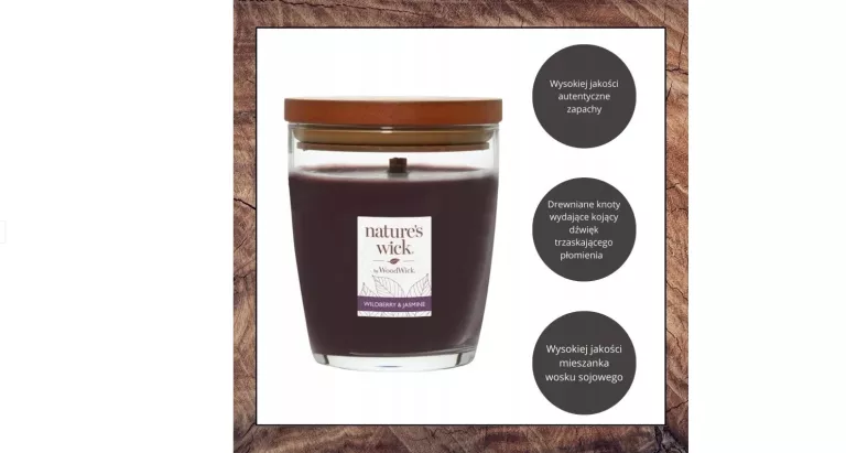 NATURE'S WICK BY WOODWICK ŚWIECA WILDBERRY & JASMINE 284G/ NAJTANIEJ!