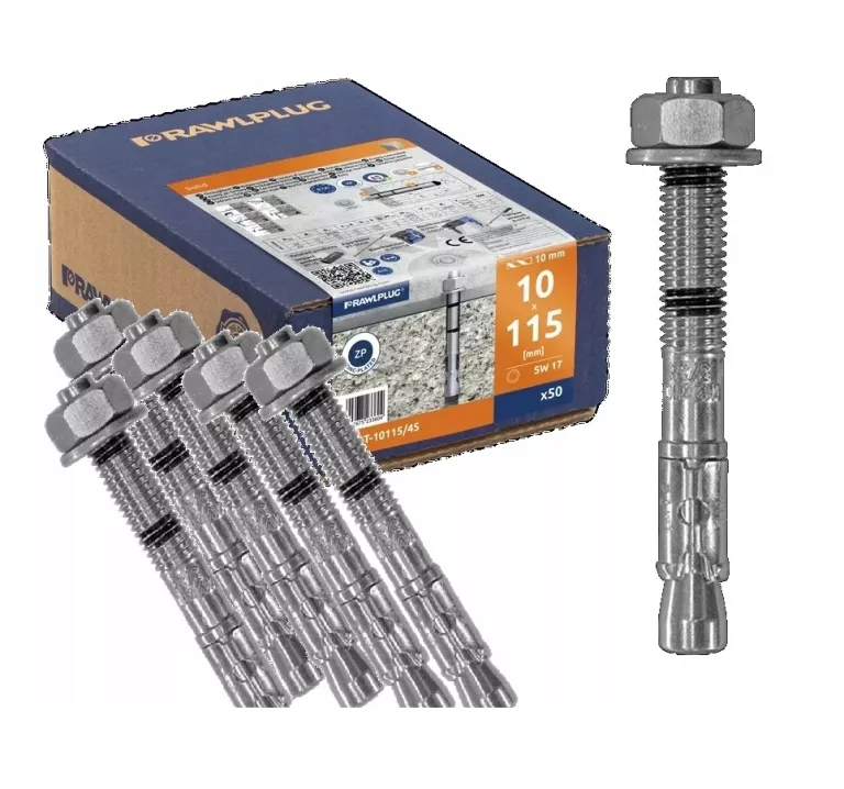 RAWLPLUG METALOWA KOTWA OPASKOWA ROZPRĘŻNA 10X115MM OCYNK 50SZT R-XPT