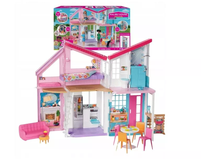 ZABAWKA BARBIE MALIBU WAKACYJNY DOMEK DLA LALEK DREAMHOUSE OTWARTY Z AKCES