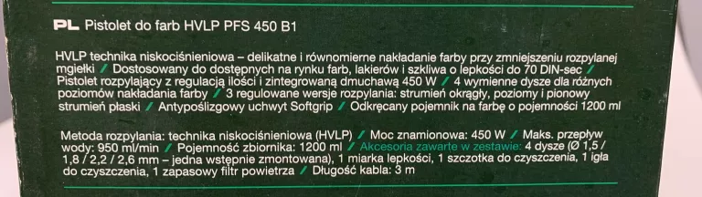 PISTOLET DO MALOWANIA PARKSIDE PFS 450 B1