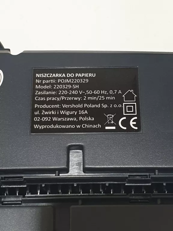 HYKKER NISZCZARKA DO PAPIERU CZARNA KOSZ 8 L