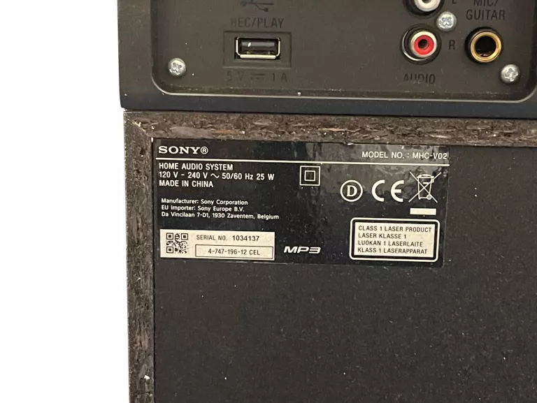 GŁOŚNIK POWER AUDIO SONY MHC-V02 CZARNY
