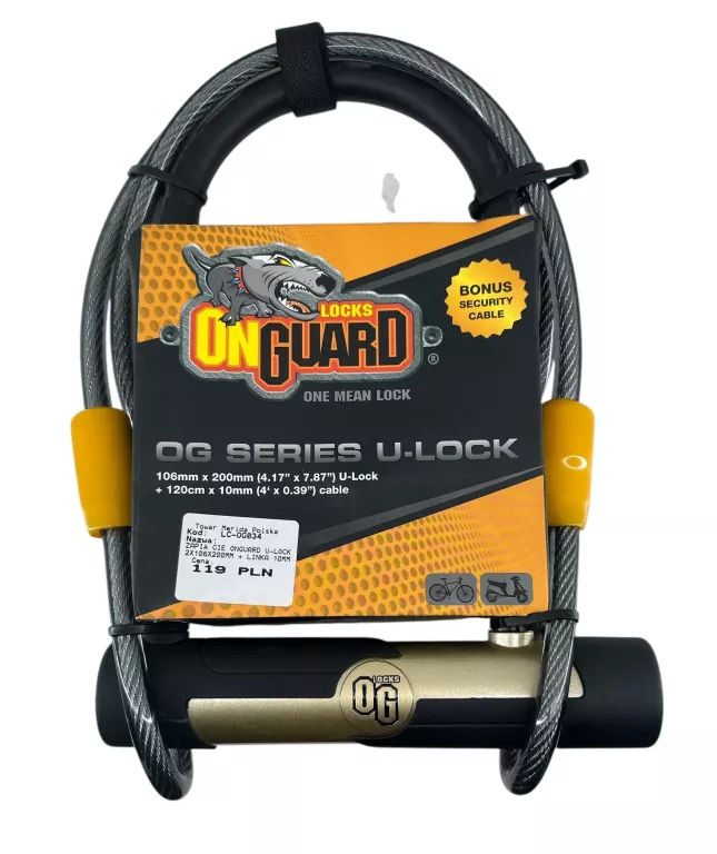 ZAPIĘCIE ONGUARD U-LOCK 5815 12/106/200MM + LINKA 10MM/120CM KLUCZ