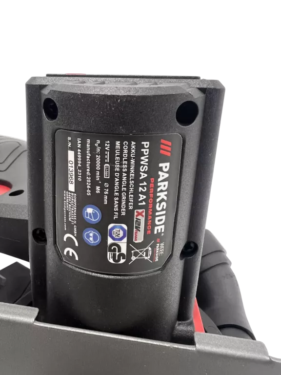 AKUMULATOROWA SZLIFIERKA KĄTOWA PARKSIDE PERFORMANCE PPWSA 12V 76MM