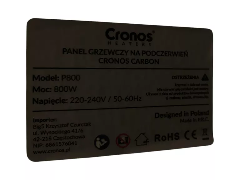 PANEL GRZEWCZY NA PODCZERWIEŃ CRONOS P800