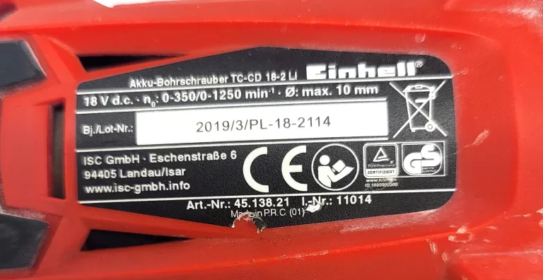 WKRĘTARKA EINHELL 18 2 LI + AKU + ŁAD