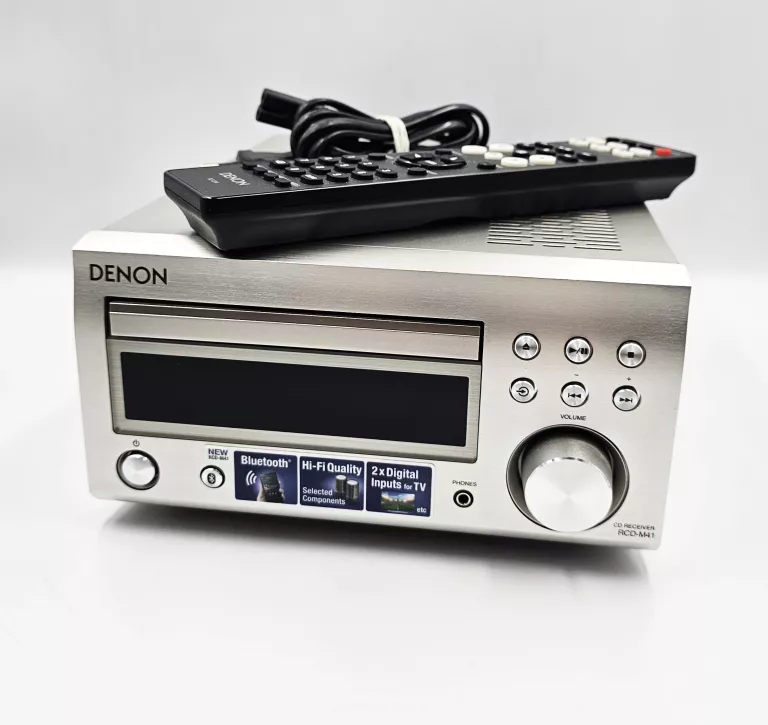 AMPLITUNER DENON RCD-M41 SREBRNY / PILOT / KABEL ZASILAJĄCY