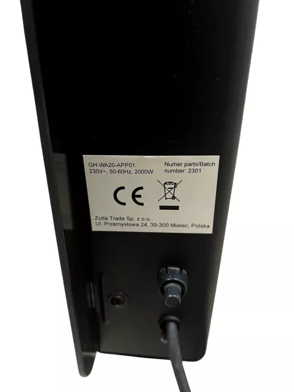 GRZEJNIK ELEKTRYCZNY HUGEL GH-WA20-AAP01