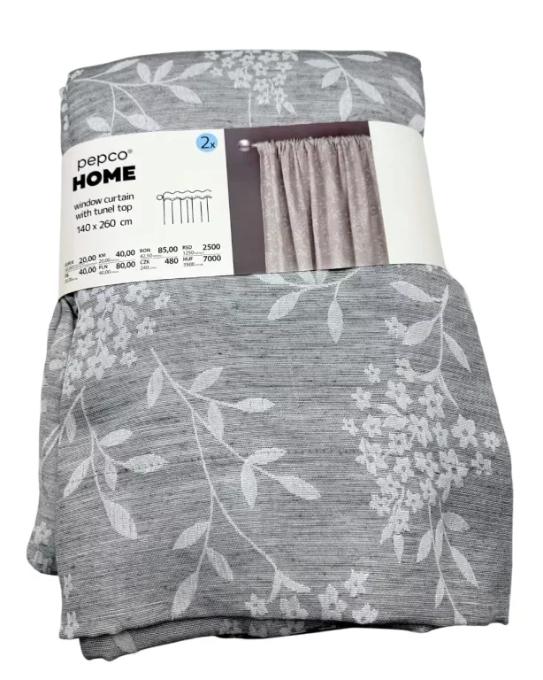 ZASŁONY 2 SZTUKI 140X260CM PEPCO HOME SZARE