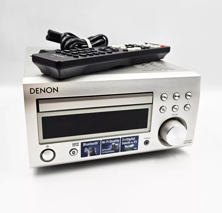 AMPLITUNER DENON RCD-M41 SREBRNY / PILOT / KABEL ZASILAJĄCY