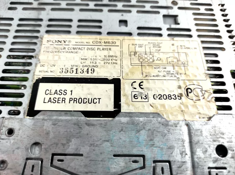 RADIO SAMOCHODOWE SONY CDX-M630