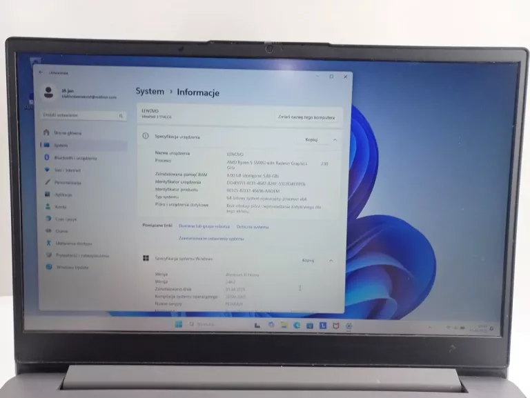 LAPTOP LENOVO IDEAPAD 3 + ZASILACZ