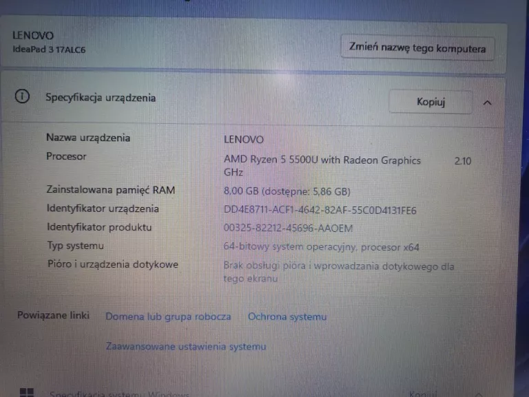 LAPTOP LENOVO IDEAPAD 3 + ZASILACZ
