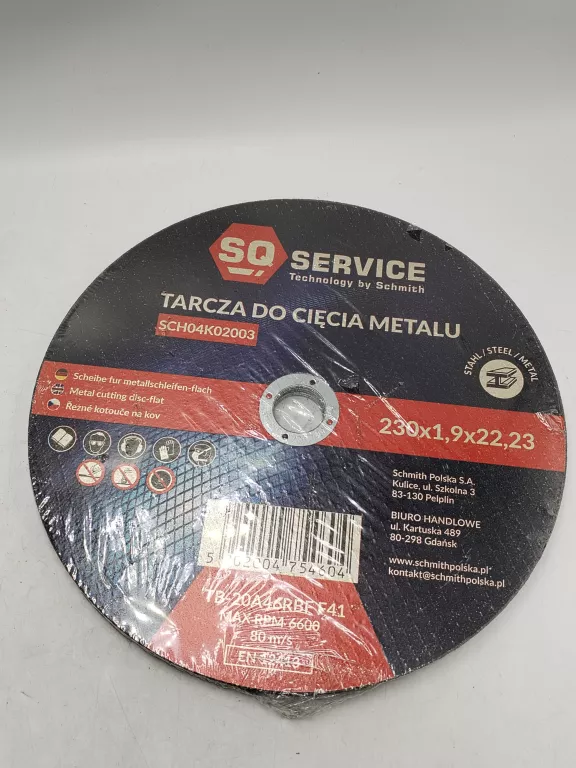 SQ BY SCHMITH TARCZA DO CIĘCIA METALU 230X1,9X,22,23 DO DUŻEJ SZLIFIERKI
