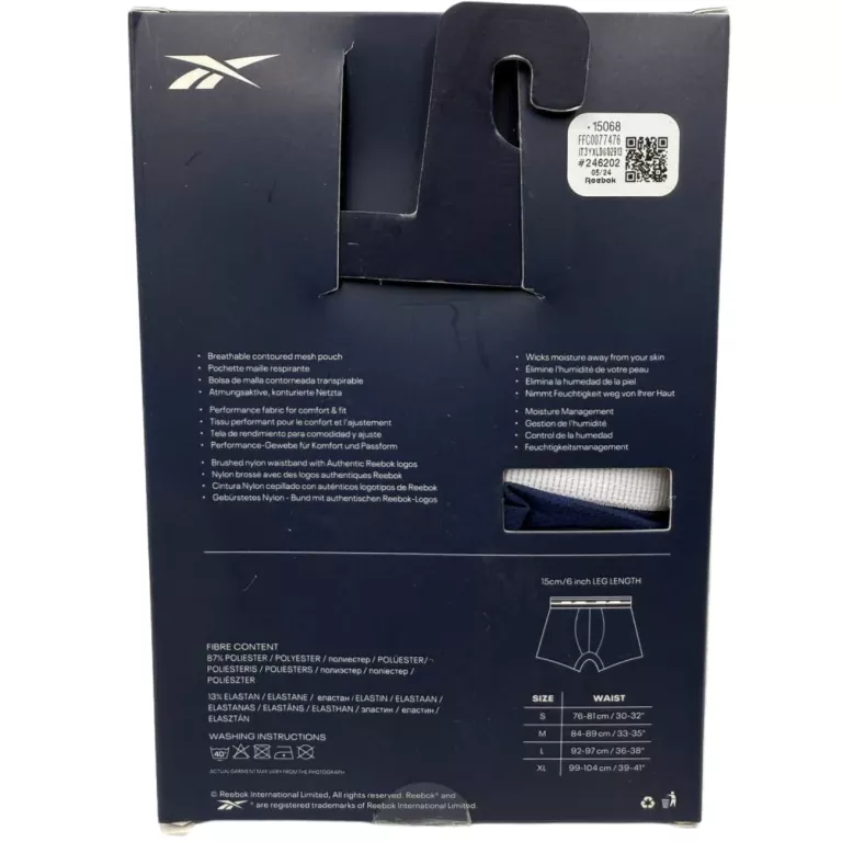 BOKSERKI 3 PACK REEBOK MĘSKIE / M / CZARNE / NIEBIESKIE / BIAŁE