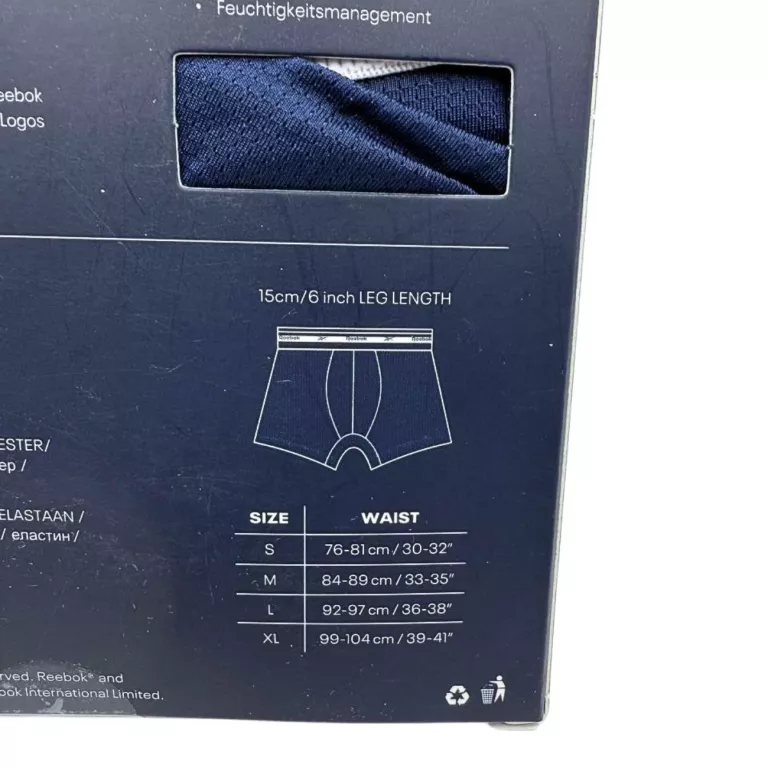 BOKSERKI 3 PACK REEBOK MĘSKIE / L / CZARNE / NIEBIESKIE / BIAŁE