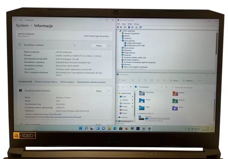 LAPTOP ACER NITRO 5 AN515-55-56HW I5-10TH GEN, 8/512GB GTX1650