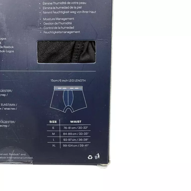 BOKSERKI 3 PACK REEBOK MĘSKIE / L / CZARNE Z KOLOROWYMI WSTAWKAMI