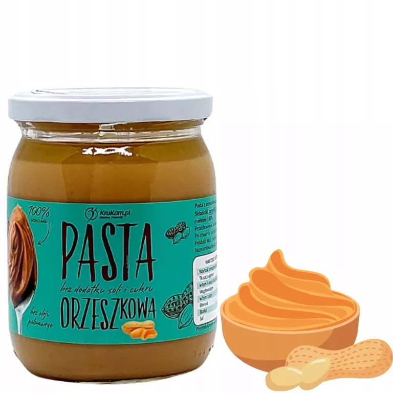 PASTA ORZECHOWA 100% (ORZECHY ZIEMNE, ARACHIDOWE) 500G KRUKAM