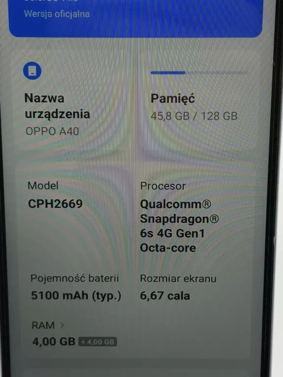 OPPO A40 128/4 GB
