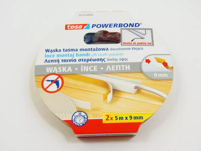 TESA POWERBOND DWUSTRONNA TAŚMA MONTAŻOWA PIANKOWA MOCNA 2 X 5M X 9MM