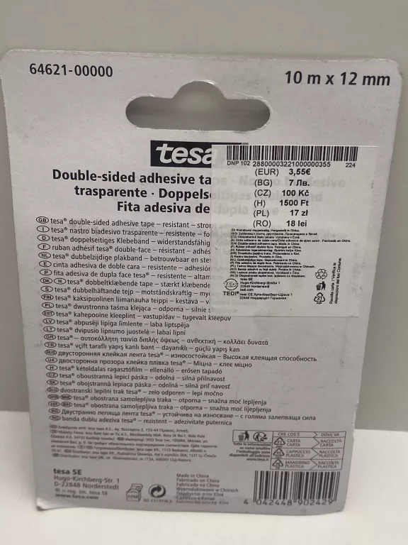TAŚMA DWUSTRONNA TESA 10MX12MM 6462