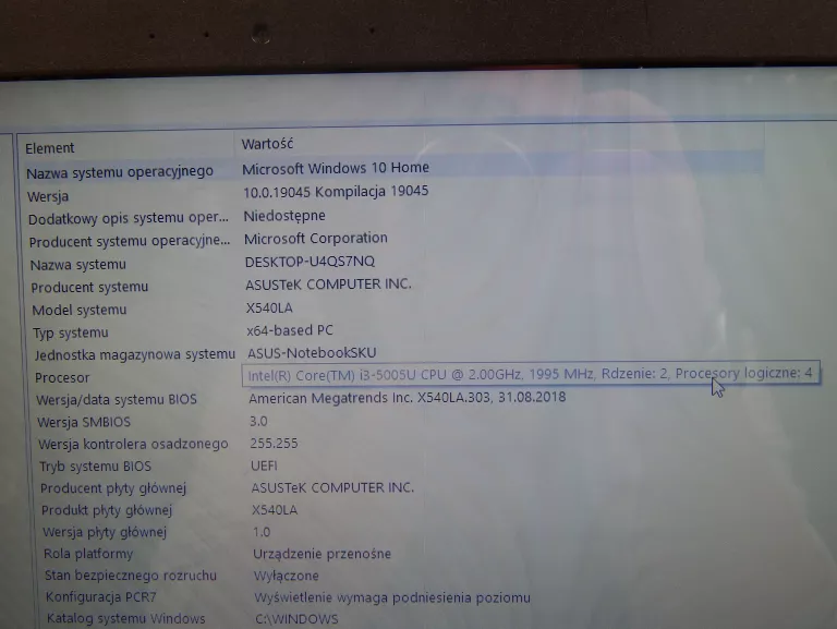 LAPTOP ASUS F540L