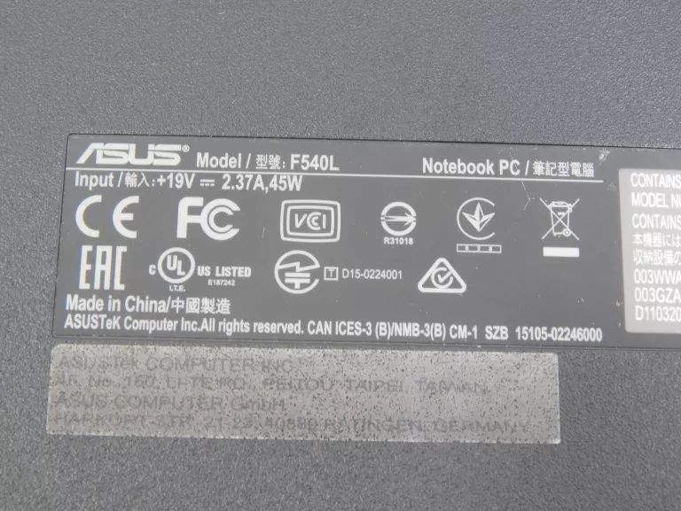 LAPTOP ASUS F540L