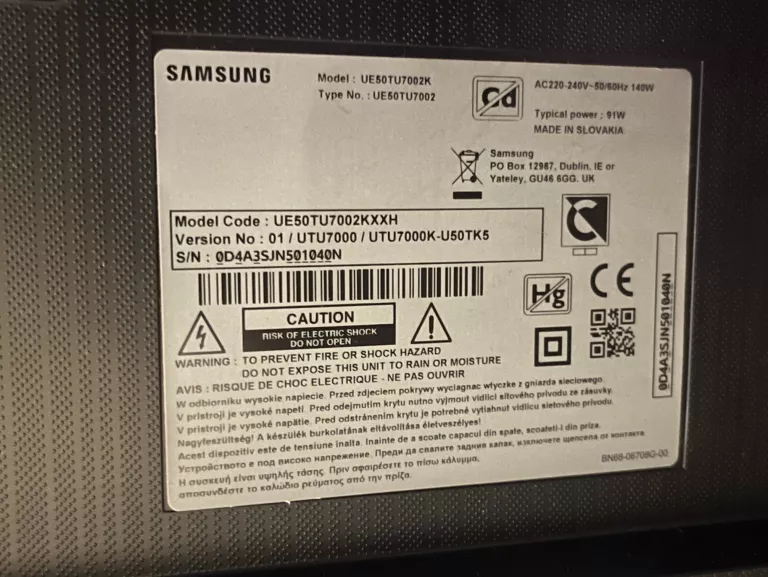 TELEWIZOR SAMSUNG UE50TU7002 + PILOT