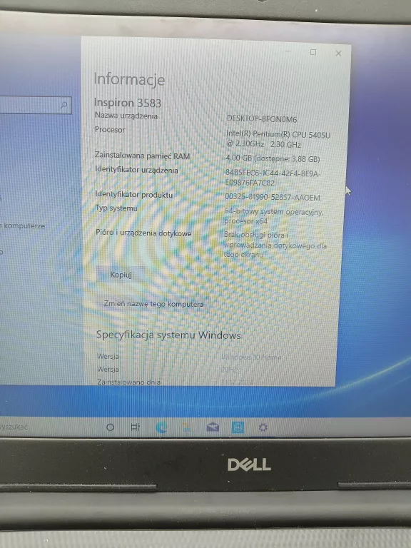 LAPTOP DELL INSPIRON 3583 INTEL PENTIUM CPU 5405U 4RAM/1TB/WIN 10HOME