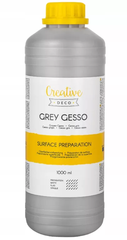GESSO AKRYLOWE SZARE PODKŁAD MALARSKI GRUNT PRIMER DO FARB MALOWANIA 1L