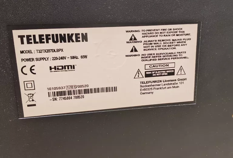 TELEWIZOR TELEFUNKEN T32TX287DLBPX + PILOT