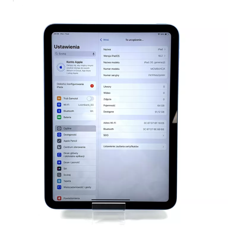 TABLET APPLE IPAD 10 GEN. 10,9'' 64GB WIFI MCM84HC/A