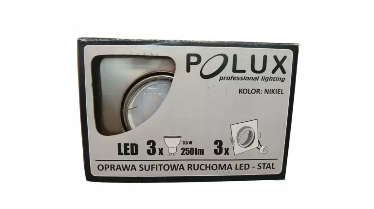 NOWOCZESNA OPRAWA SUFITOWA LED POLUX 3X NIKIEL, RUCHOMA