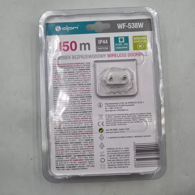 DZWONEK BEZPRZEWODOWY DPM WF538W 150 M