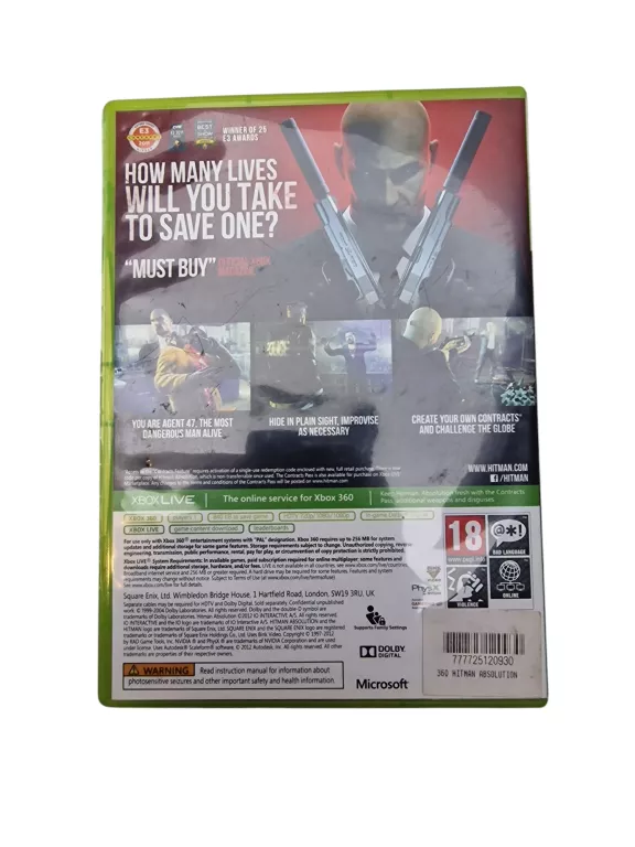 GRA XBOX 360 HITMAN ABSOLUTION