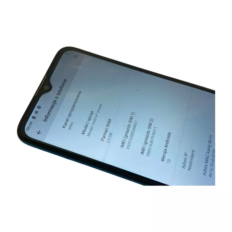 SMARTFON MOTOROLA MOTO E7 POWER 4 GB / 64 GB 4G (LTE) NA CZĘŚĆI