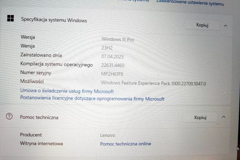 LAPTOP LENOVO 82XG0073PB 16" AMD RYZEN 7 16 GB/512 GB SREBRNY