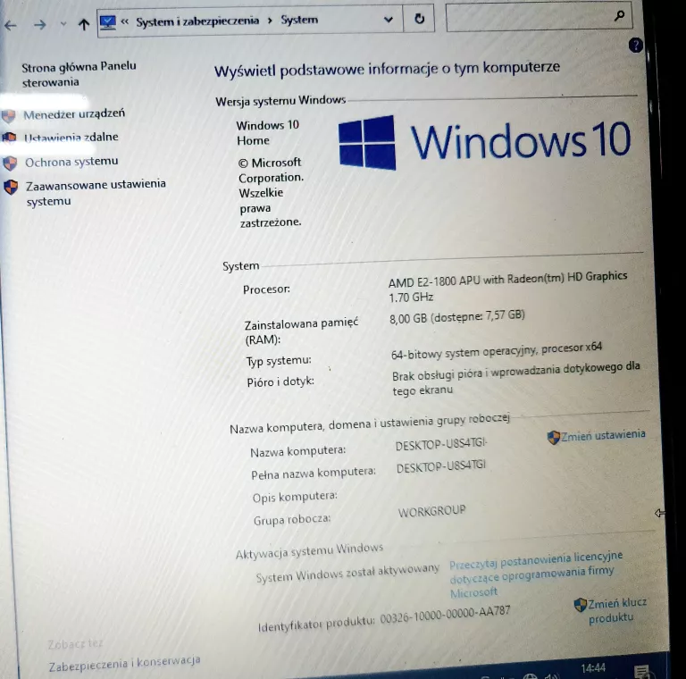 LAPTOP SONY VAIO SVE111B11M 11,6" E2-1800 8/500GB HDD *USZKODZONY TOUCHPAD