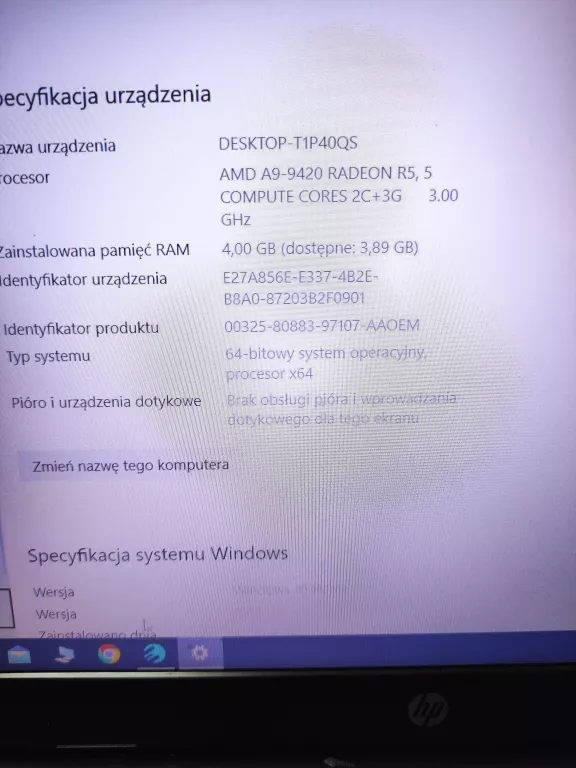 LAPTOP HP HQ-TRE 71025 AMD RADEON R5/4GB RAM/128GB/WIN 10