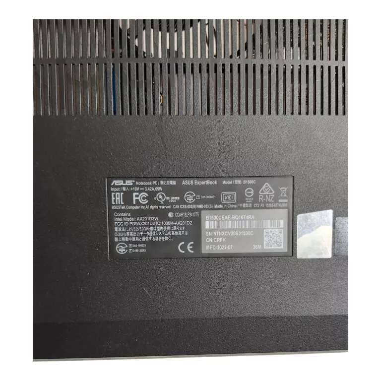 LAPTOP ASUS EXPERTBOOK B1500C I3-1115G4 8GBRAM DDR4 256GB SSD