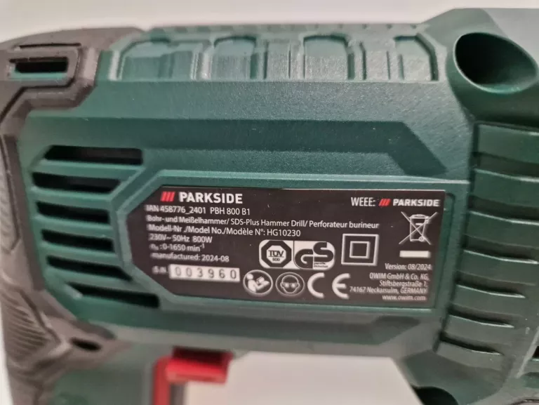 MŁOTOWIERTARKA PARKSIDE HG 10230 CZARNA WALIZKA